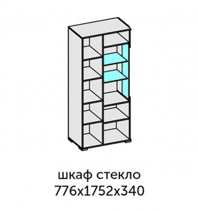 Аллегро-10 Шкаф 2дв. (со стеклом) (дуб крафт золотой-камень темный) в Кургане - kurgan.ok-mebel.com | фото 2