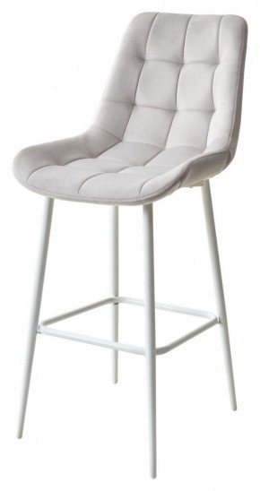 Барный стул ХОФМАН, цвет H-09 Светло-серый, велюр / белый каркас М-City в Кургане - kurgan.ok-mebel.com | фото