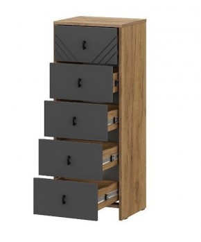 БАЙКАЛ Комод (5 ящиков) Графит/Дуб золотой в Кургане - kurgan.ok-mebel.com | фото 2