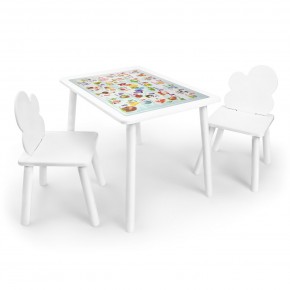 Детский комплект стол и два стула Облачко Rolti Baby с накладкой Алфавит (белая столешница/белое сиденье/белые ножки) в Кургане - kurgan.ok-mebel.com | фото