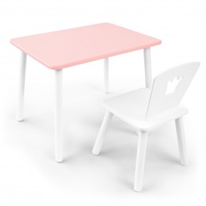 Детский комплект стол и стул «Корона» Rolti Baby (розовый/белый, массив березы/мдф) в Кургане - kurgan.ok-mebel.com | фото
