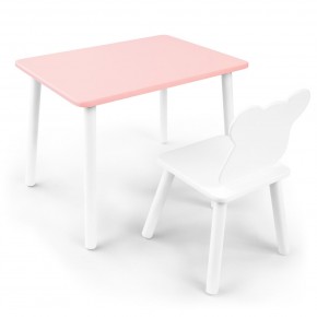 Детский комплект стол и стул «Мишка» Rolti Baby (розовый/белый, массив березы/мдф) в Кургане - kurgan.ok-mebel.com | фото