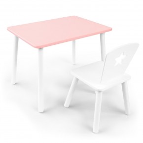Детский комплект стол и стул «Звезда» Rolti Baby (розовый/белый, массив березы/мдф) в Кургане - kurgan.ok-mebel.com | фото