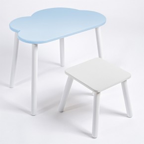 Детский комплект стол ОБЛАЧКО  и табурет Rolti Baby (голубая столешница/белое сиденье/белые ножки) в Кургане - kurgan.ok-mebel.com | фото