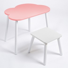 Детский комплект стол ОБЛАЧКО  и табурет Rolti Baby (розовая столешница/белое сиденье/белые ножки) в Кургане - kurgan.ok-mebel.com | фото