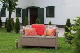 Диван пластиковый Корфу (Corfu love seat) капучино - песок в Кургане - kurgan.ok-mebel.com | фото 3