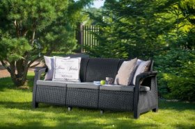 Диван пластиковый Корфу Макс (Corfu love seat max) графит в Кургане - kurgan.ok-mebel.com | фото 2