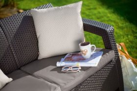 Диван пластиковый Корфу Макс (Corfu love seat max) коричневый в Кургане - kurgan.ok-mebel.com | фото 3