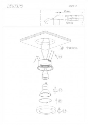 DK3012-WH Встраиваемый светильник влагозащ., IP 44, 50 Вт, GU10, белый, алюминий в Кургане - kurgan.ok-mebel.com | фото 3