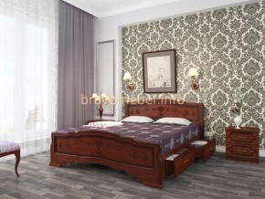 КАРИНА-6 Кровать из массива 1600 (Орех) с 2-мя ящиками в Кургане - kurgan.ok-mebel.com | фото