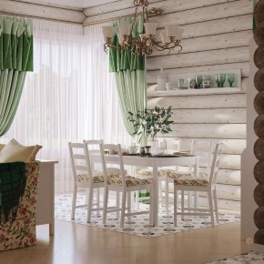 Комлект Вествик обеденный стол и четыре стула, массив сосны, цвет белый в Кургане - kurgan.ok-mebel.com | фото