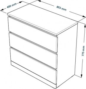 Комод Варма 3 с тремя выдвижными ящиками, цвет белый в Кургане - kurgan.ok-mebel.com | фото 4