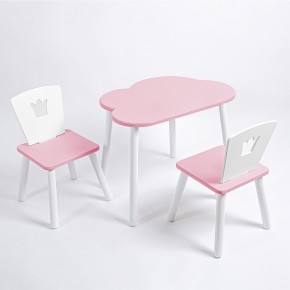 Комплект детский стол ОБЛАЧКО и два стула КОРОНА ROLTI Baby (розовая столешница/розовое сиденье/белые ножки) в Кургане - kurgan.ok-mebel.com | фото