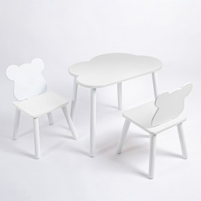 Комплект детский стол ОБЛАЧКО и два стула МИШКА ROLTI Baby (белая столешница/белое сиденье/белые ножки) в Кургане - kurgan.ok-mebel.com | фото