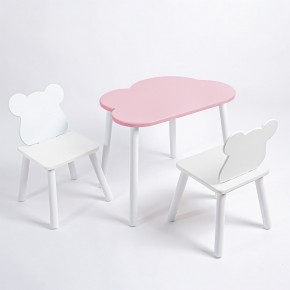 Комплект детский стол ОБЛАЧКО и два стула МИШКА ROLTI Baby (розовый столешница/белое сиденье/белые ножки) в Кургане - kurgan.ok-mebel.com | фото