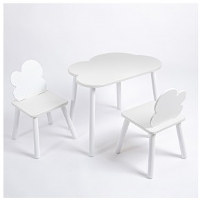 Комплект детский стол ОБЛАЧКО и два стула ОБЛАЧКО ROLTI Baby (белая столешница/белое сиденье/белые ножки) в Кургане - kurgan.ok-mebel.com | фото