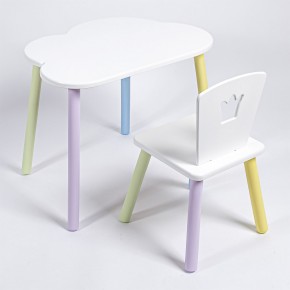 Комплект детский стол ОБЛАЧКО и стул КОРОНА ROLTI Baby (белая столешница/белое сиденье/цветные ножки) в Кургане - kurgan.ok-mebel.com | фото