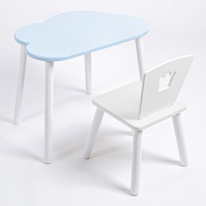Комплект детский стол ОБЛАЧКО и стул КОРОНА ROLTI Baby (голубая  столешница/белое сиденье/белые ножки) в Кургане - kurgan.ok-mebel.com | фото