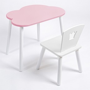 Комплект детский стол ОБЛАЧКО и стул КОРОНА ROLTI Baby (розовая столешница/белое сиденье/белые ножки) в Кургане - kurgan.ok-mebel.com | фото