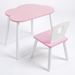 Комплект детский стол ОБЛАЧКО и стул КОРОНА ROLTI Baby (розовая столешница/розовое сиденье/белые ножки) в Кургане - kurgan.ok-mebel.com | фото
