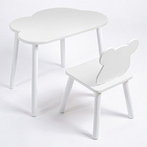 Комплект детский стол ОБЛАЧКО и стул МИШКА ROLTI Baby (белая столешница/белое сиденье/белые ножки) в Кургане - kurgan.ok-mebel.com | фото