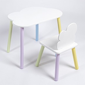 Комплект детский стол ОБЛАЧКО и стул Облачко ROLTI Baby (белая столешница/белое сиденье/цветные ножки) в Кургане - kurgan.ok-mebel.com | фото