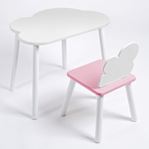 Комплект детский стол ОБЛАЧКО и стул ОБЛАЧКО ROLTI Baby (белая столешница/розовое сиденье/белые ножки) в Кургане - kurgan.ok-mebel.com | фото