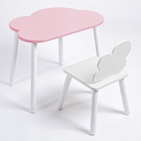 Комплект детский стол ОБЛАЧКО и стул ОБЛАЧКО ROLTI Baby (розовая столешница/белое сиденье/белые ножки) в Кургане - kurgan.ok-mebel.com | фото