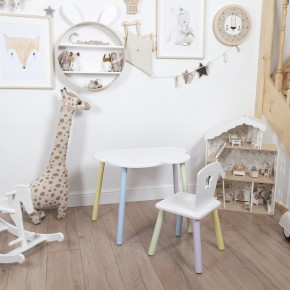 Комплект детский стол ОБЛАЧКО и стул ЗВЕЗДА ROLTI Baby (белая столешница/белое сиденье/цветные ножки) в Кургане - kurgan.ok-mebel.com | фото