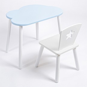 Комплект детский стол ОБЛАЧКО и стул ЗВЕЗДА ROLTI Baby (голубая столешница/белое сиденье/белые ножки) в Кургане - kurgan.ok-mebel.com | фото