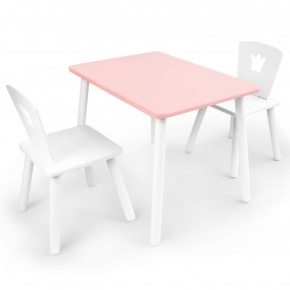 Комплект детской мебели стол и два стула Корона  (Розовый/Белый/Белый) в Кургане - kurgan.ok-mebel.com | фото
