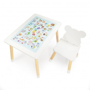 Комплект детской мебели стол и стул Мишутка с накладкой Алфавит (Белый/Белый/Береза) в Кургане - kurgan.ok-mebel.com | фото 2
