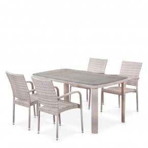 Комплект плетеной мебели T256C/Y376C-W85 Latte (4+1) + подушки на стульях в Кургане - kurgan.ok-mebel.com | фото