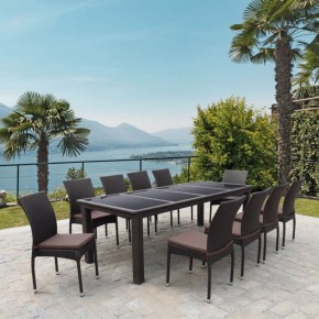 Комплект плетеной мебели T438/Y380A-W53 Brown (10+1) в Кургане - kurgan.ok-mebel.com | фото
