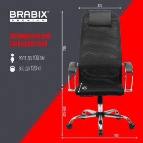 Кресло BRABIX PREMIUM "Ultimate EX-800" хром, плотная двойная сетка Х2, черное, 532911 в Кургане - kurgan.ok-mebel.com | фото 6