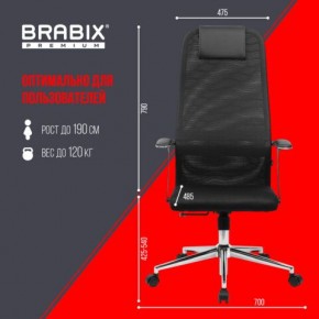 Кресло BRABIX PREMIUM "Ultimate EX-801" хром, плотная двойная сетка Х2, черное, 532917 в Кургане - kurgan.ok-mebel.com | фото 7