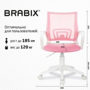 Кресло BRABIX "Fly MG-396W", с подлокотниками, пластик белый, сетка, розовое, 533008 в Кургане - kurgan.ok-mebel.com | фото 5