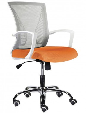 Кресло BRABIX "Wings MG-306", пластик белый, хром, сетка, серое/оранжевое, 532011 в Кургане - kurgan.ok-mebel.com | фото