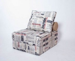 Кресло-кровать-пуф бескаркасное Прайм (Газета) в Кургане - kurgan.ok-mebel.com | фото