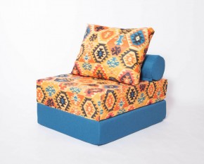 Кресло-кровать-пуф бескаркасное Прайм (мехико желтый-морская волна) в Кургане - kurgan.ok-mebel.com | фото