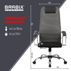 Кресло офисное BRABIX PREMIUM "Ultimate EX-800" хром, плотная двойная сетка Х2, черное/серое, 532912 в Кургане - kurgan.ok-mebel.com | фото 3