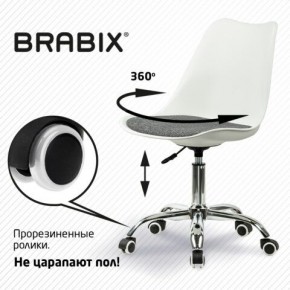 Кресло стул BRABIX "Eames MG-310 CH", хром, пластик белый, ткань серая, 532924 в Кургане - kurgan.ok-mebel.com | фото 7