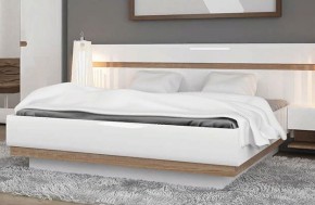 Кровать 140/TYP 91-01 с подъемником, LINATE ,цвет белый/сонома трюфель в Кургане - kurgan.ok-mebel.com | фото