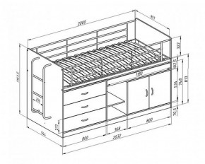 Кровать-чердак "Дюймовочка-6"  Белый/Оранжевый в Кургане - kurgan.ok-mebel.com | фото 2