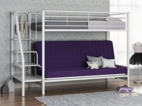 Кровать двухъярусная с диваном "Мадлен-3" (Белый/Фиолетовы) в Кургане - kurgan.ok-mebel.com | фото
