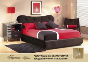Кровать Феодосия 1600 со стразами в к/з "Классик 550 белый" (серия Норма) +основание +ПМ в Кургане - kurgan.ok-mebel.com | фото