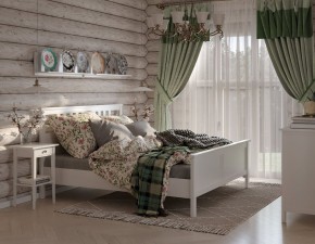 Кровать Кантри двухспальная 160х200, массив сосны, цвет белый в Кургане - kurgan.ok-mebel.com | фото