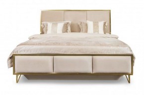 Кровать Lara 1600 с мягким изголовьем + основание (белый глянец) в Кургане - kurgan.ok-mebel.com | фото 1