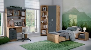 МАРТИНА Кровать 800 с настилом ЛДСП (Графит/Дуб крафт) в Кургане - kurgan.ok-mebel.com | фото 2