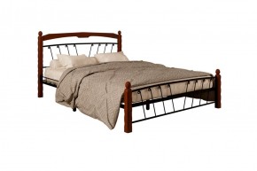 Кровать "Муза 1" КМД10 Черная (1600*2000) (ножки-махагон) с коваными изделиями в Кургане - kurgan.ok-mebel.com | фото